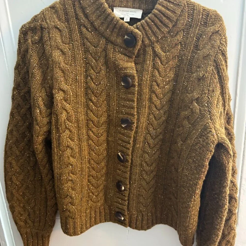 Sezane Andine Cardigan Sweater - Gold - Medium - Picture 2 of 3